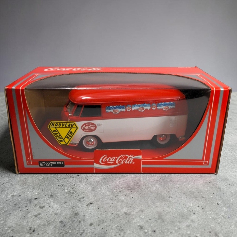 VTG 1996 Coca-Cola VW Combi 1966 Die-Cast Van Solido 9512 Red White Toy Vehicle